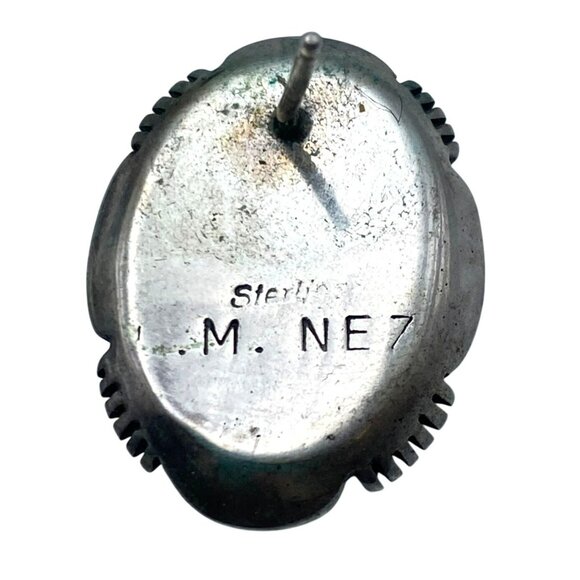 Vintage Navajo Native American Marian Nez Sterling Silver Lapis Pendant Earrings - Picture 4 of 5